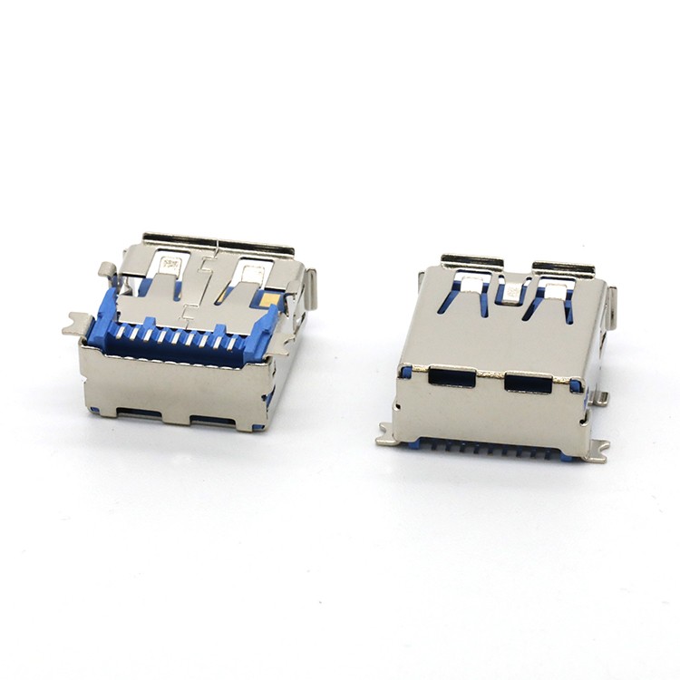 Top Mount USB 3.0 A Type Female SMT Connector with Flange,Short Body