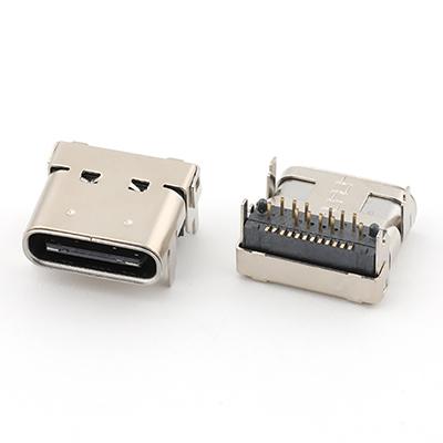 Top Mount USB 3.1 Type C 24Pin Female Connector Double Shell,L=8.65MM