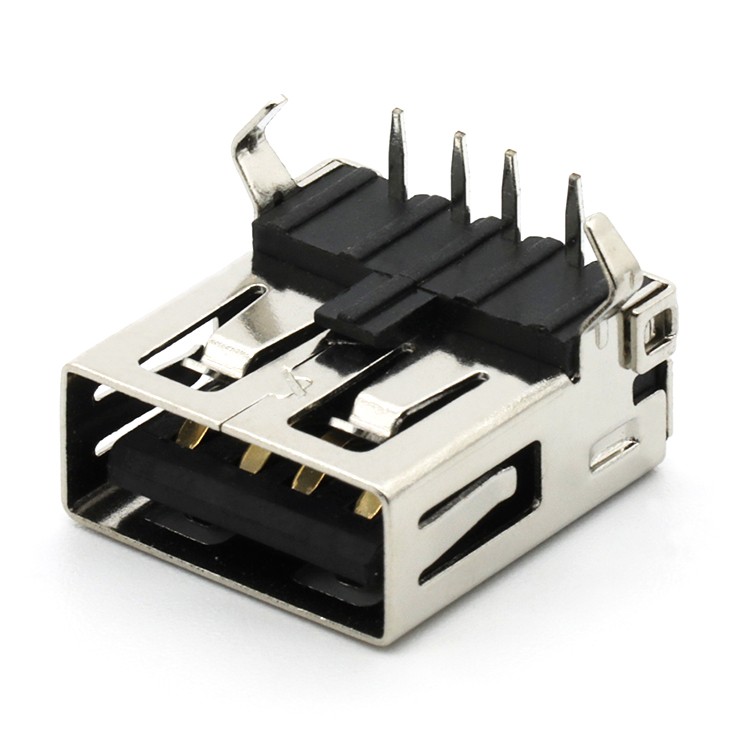 Top Mount USB A Female Socket DIP Type Connector 90 Degree