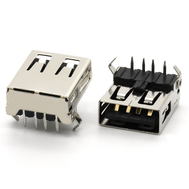Top Mount USB A Female Socket DIP Type Connector 90 Degree