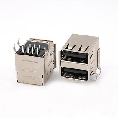 USB 2.0 A Connector 8Pin Right Angle Dual USB 2.0 A Type Female Connector