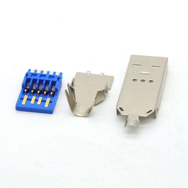 USB 3.0 Type A Male Solder Connector with SPCC Shell