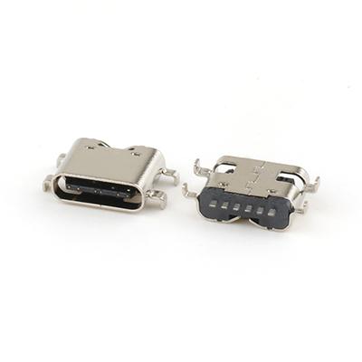 USB C Female Connector Mid Mount 0.8MM USB Type C 6Pin Female Connector