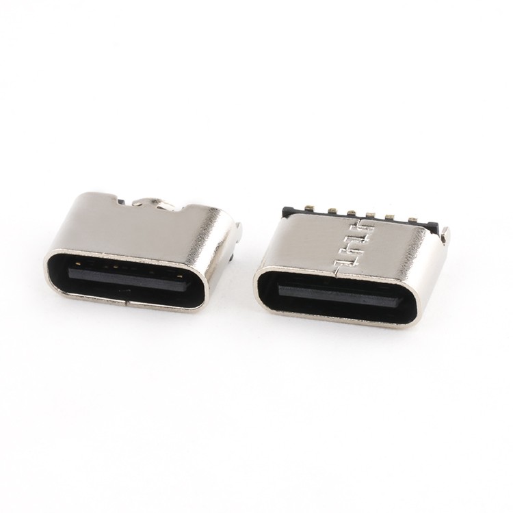 USB C Type Female Connector Vertical SMT Type USB C Female 6Pin Connector