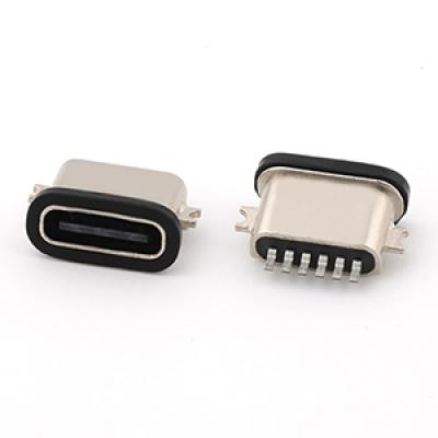 USB Type C 6P Waterproof Female Socket Connector Mid mount 0.8/1.2/1.6