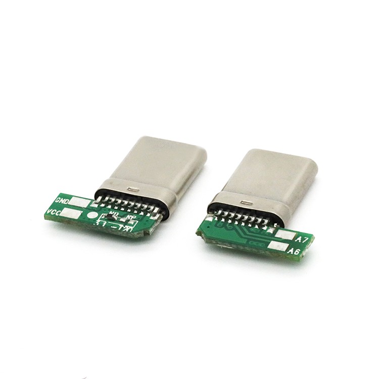 Upright 24P USB 3.1 C Male Plug Connector with PCB