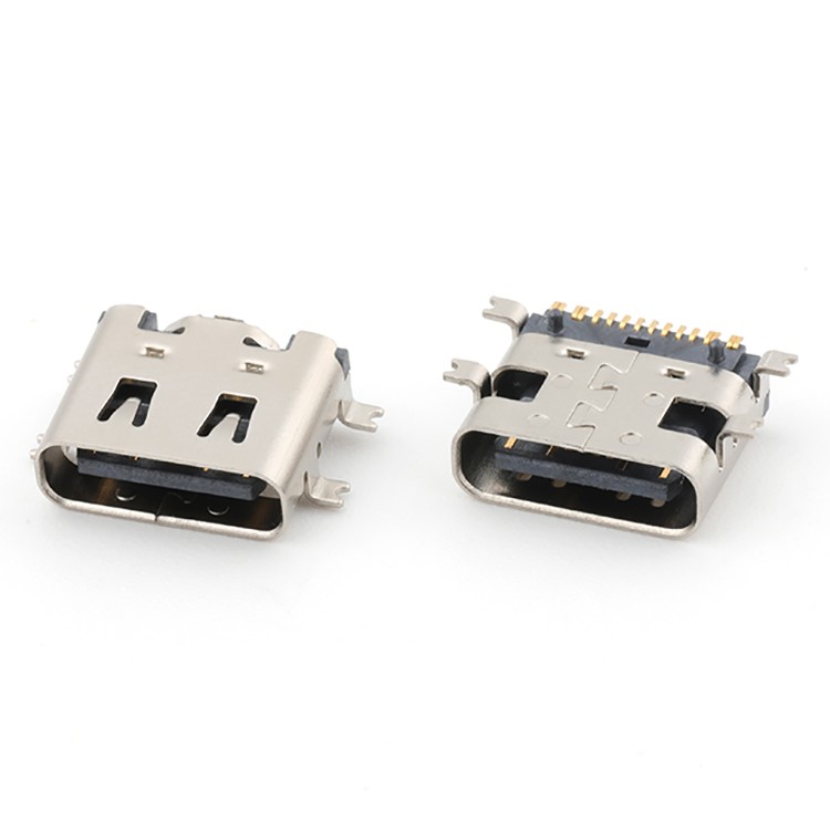 Vertical 16Pin USB Type C Female Socket Connector Surface Mount,L=7.35MM