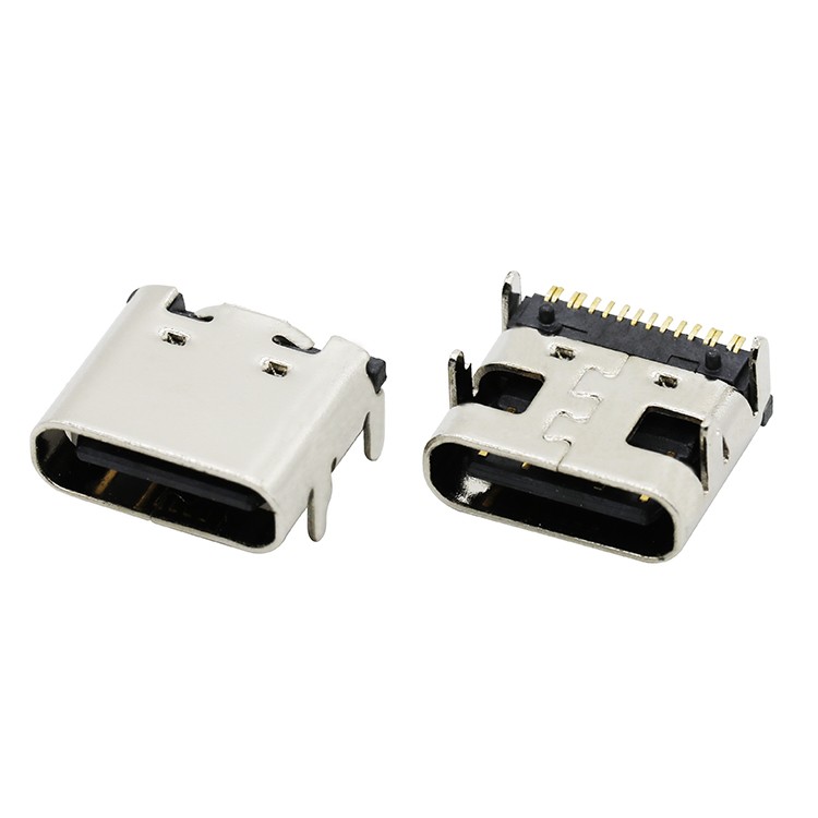 Vertical 180Degree 16Pin USB Type C Female Receptacle Connector