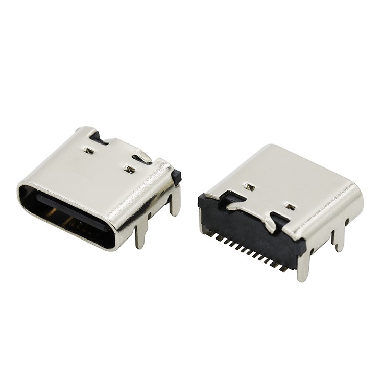 Vertical 180Degree 16Pin USB Type C Female Receptacle Connector