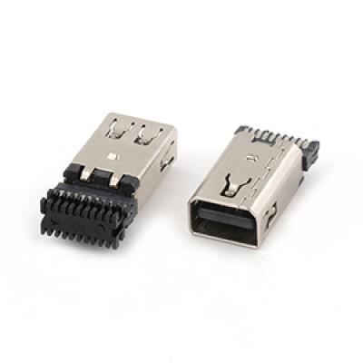 Vertical 180Degree Mini DP 20P Female Connector For Wire Soldering