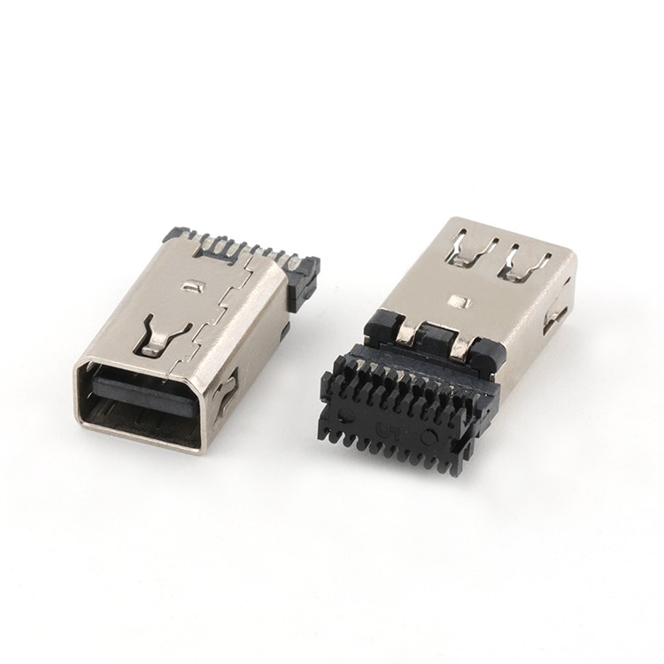 Vertical 180Degree Mini DP 20P Female Connector For Wire Soldering