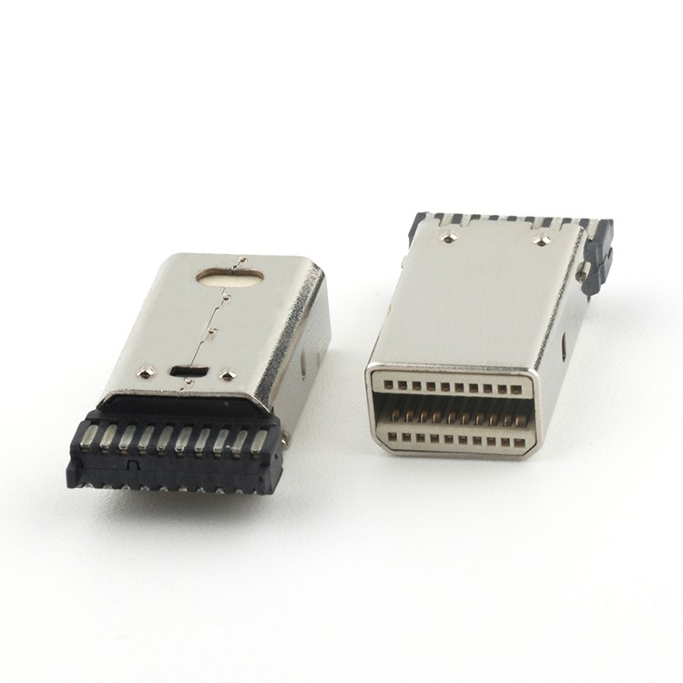 Vertical 180Degree Mini DP 20P Male Connector For Wire Soldering