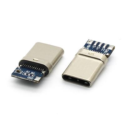 Vertical 24P USB C Male Plug  Connector  with PCB Board
