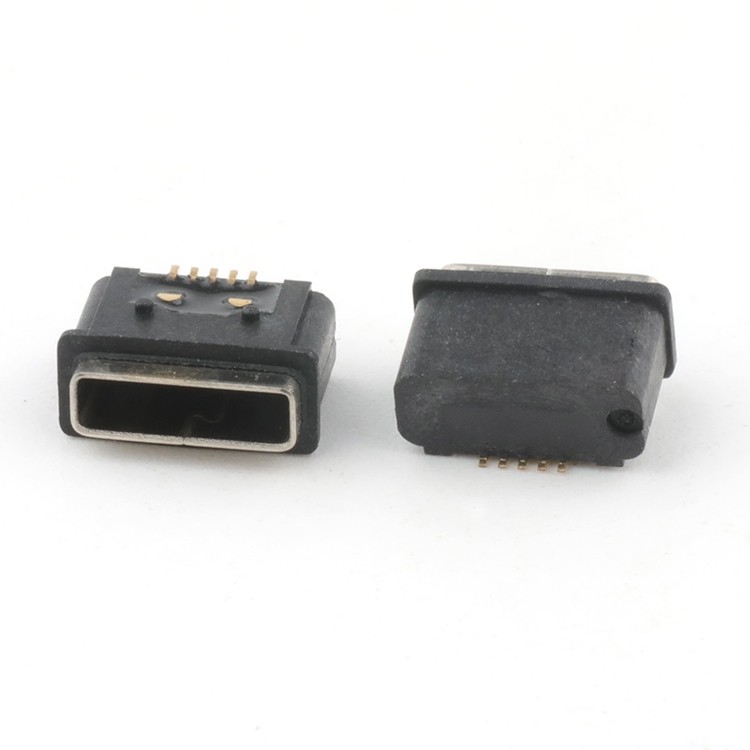 Vertical 5Pin Micro USB 2.0 Connector IP67 Waterproof Micro USB B Type Female Connector