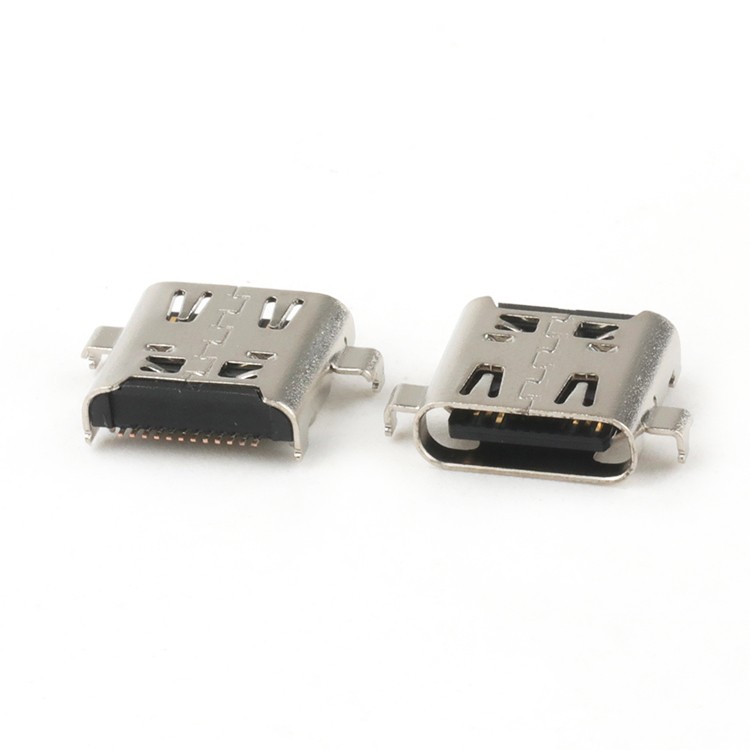 Vertical C Type 24 Pin Female USB Connector Mid Mount Dual SMT USB C Connector