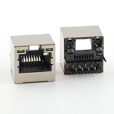 Vertical DIP Type 12.7H RJ45 8P Female Connector with LEDs