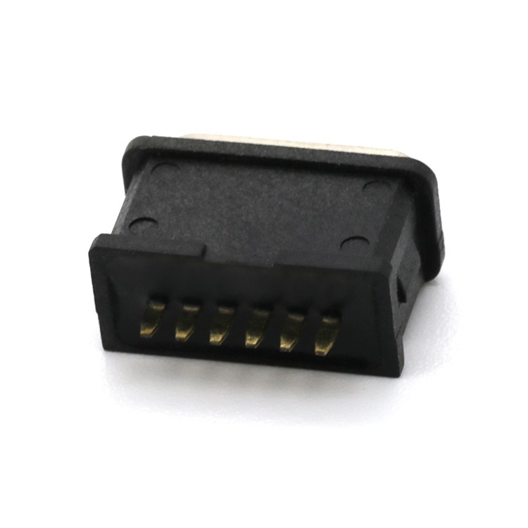  Vertical DIP Type IPX8 6P Waterproof USB C Female Connector