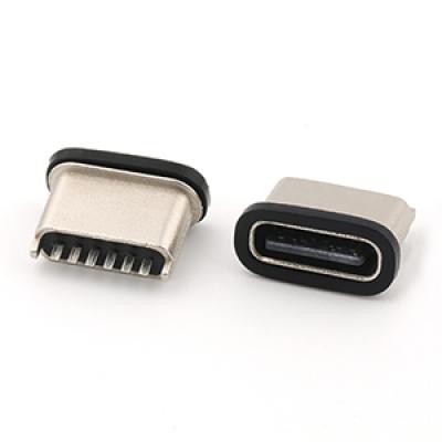 Vertical IPX7 Rated Waterproof USB C Female Socket  Connector