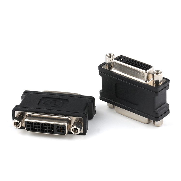 Vertical Nickel Plated DVI 24+5 Female To DVI 24+5 Female Adapter with Screw