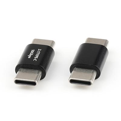 Vertical Nickel Plated USB 3.1 C Male To USB 3.1 C Male Adapter Converter
