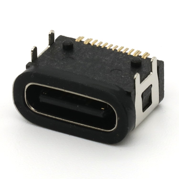 Vertical SMT IP66 Waterproof USB 16Pin Type C Female Connector 