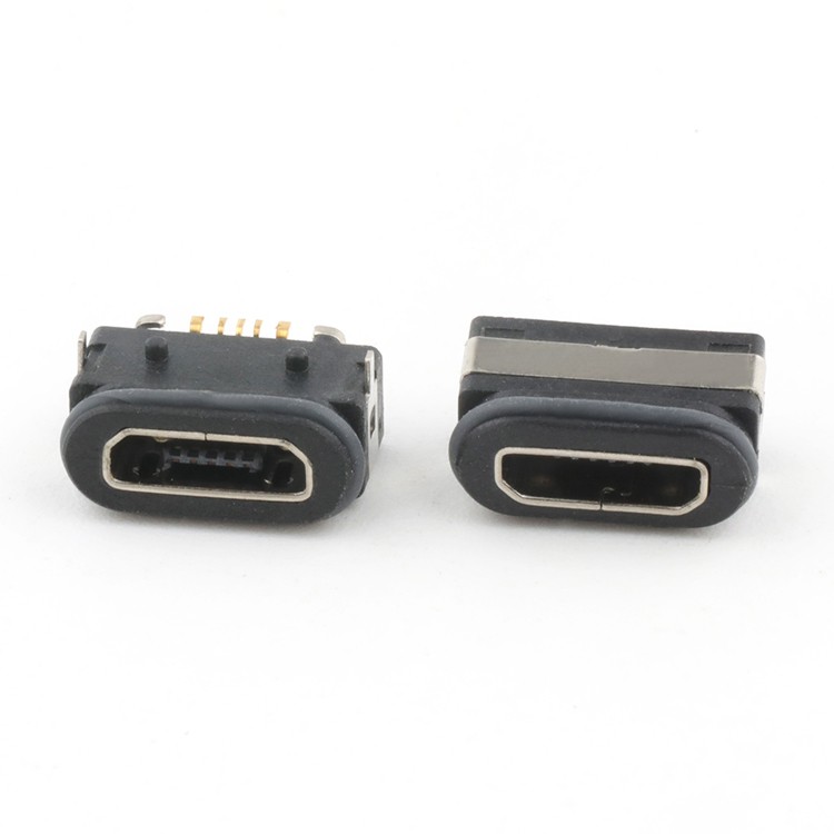 Vertical SMT Type IP68 Waterproof Micro USB 2.0 B 5Pin Female Connector
