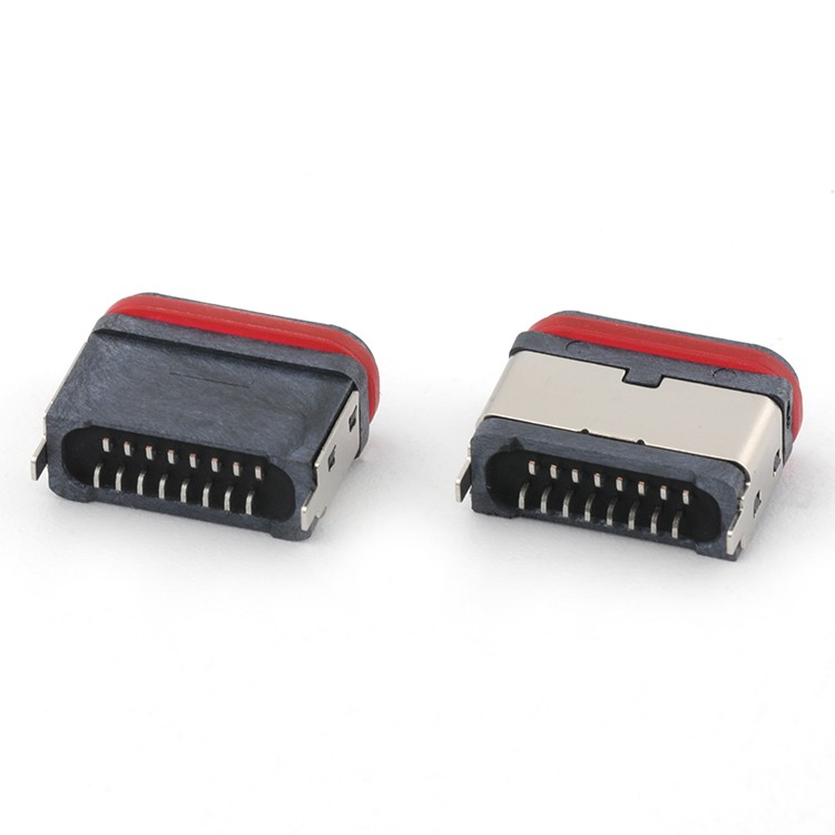 Vertical SMT Type L=7.45MM 16Pin IPX8 Waterproof USB C Female Connector