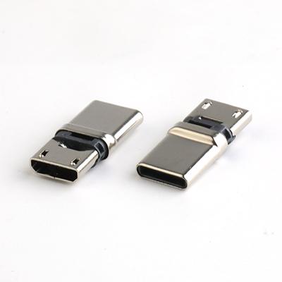 Vertical USB 2.0 C Male to Micro USB 2.0 B Female Connector for PCB