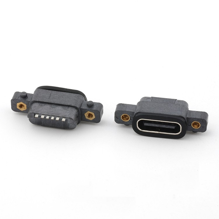 Waterproof USB C Female connector 6P