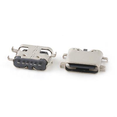 Mid Mount 0.8mm/1.6mm USB C Female Socket Connector 6P 