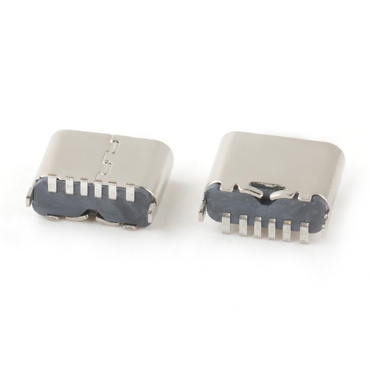 Surface Mount 6.80H 180Degree 6Pin USB C Female Connector 