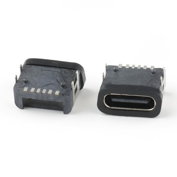 IP67 Waterproof 6Pin Type C USB Female Socket Vertical Connector 180 Degree - 副本