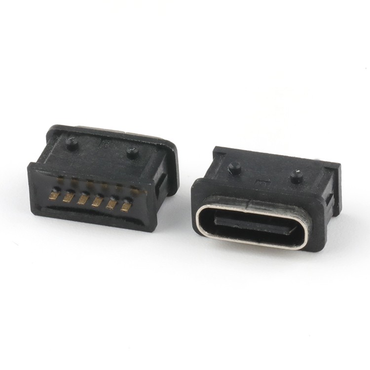 Surface Mount Vertical USB Type C Female Waterproof Connector 6P IP68 Rated  - 副本